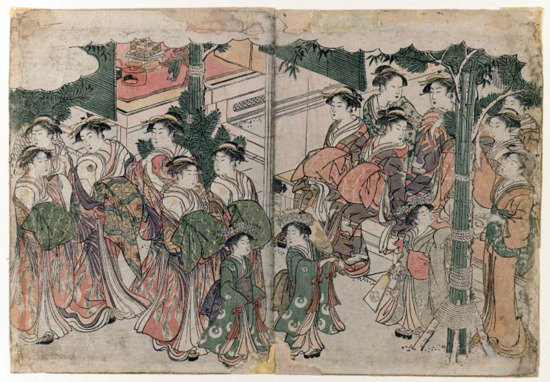 Courtesan-s Entourage at New Year-s Festival